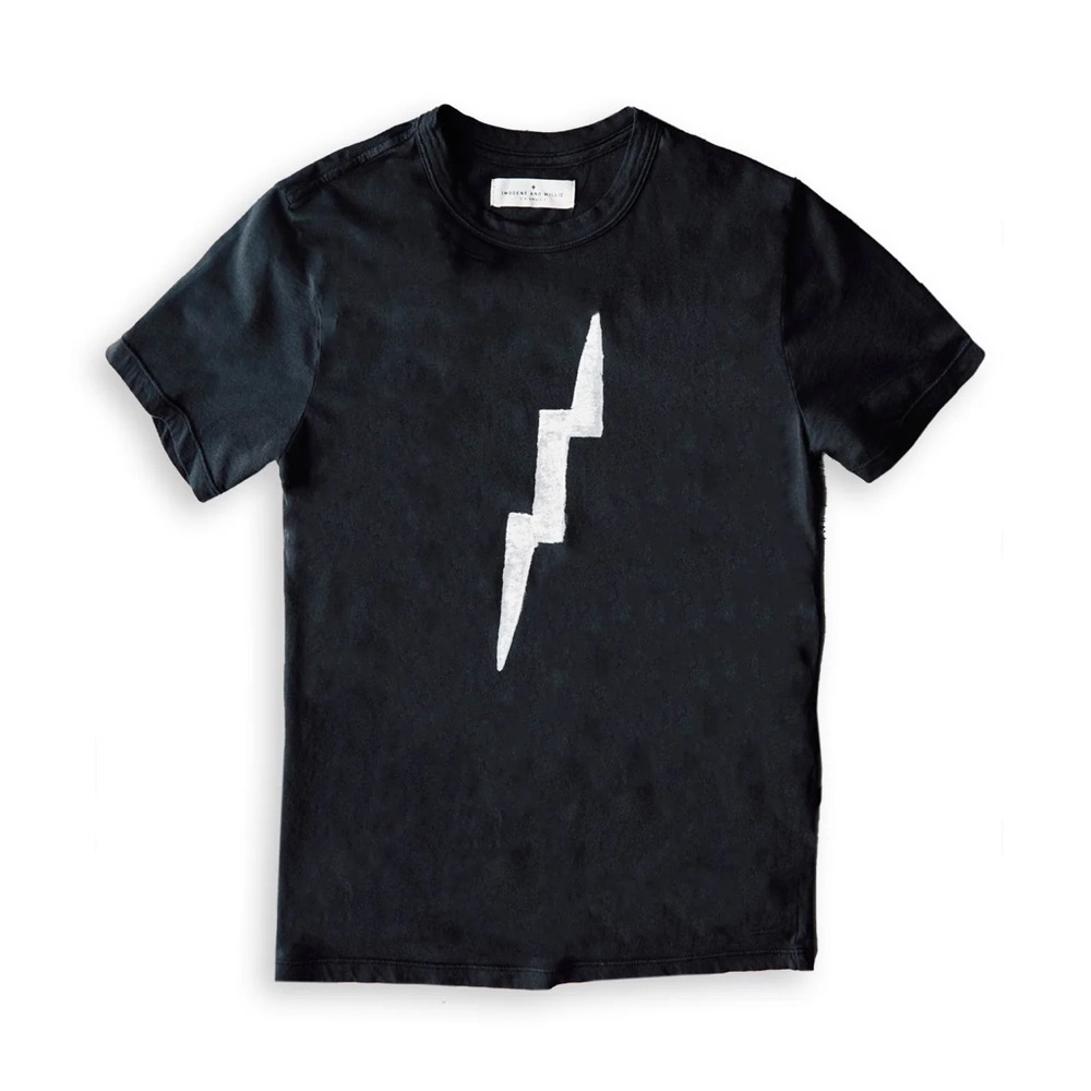 Imogene + Willie Unisex M Black & White Short Sleeve Tee Lightning Graphic Shirt